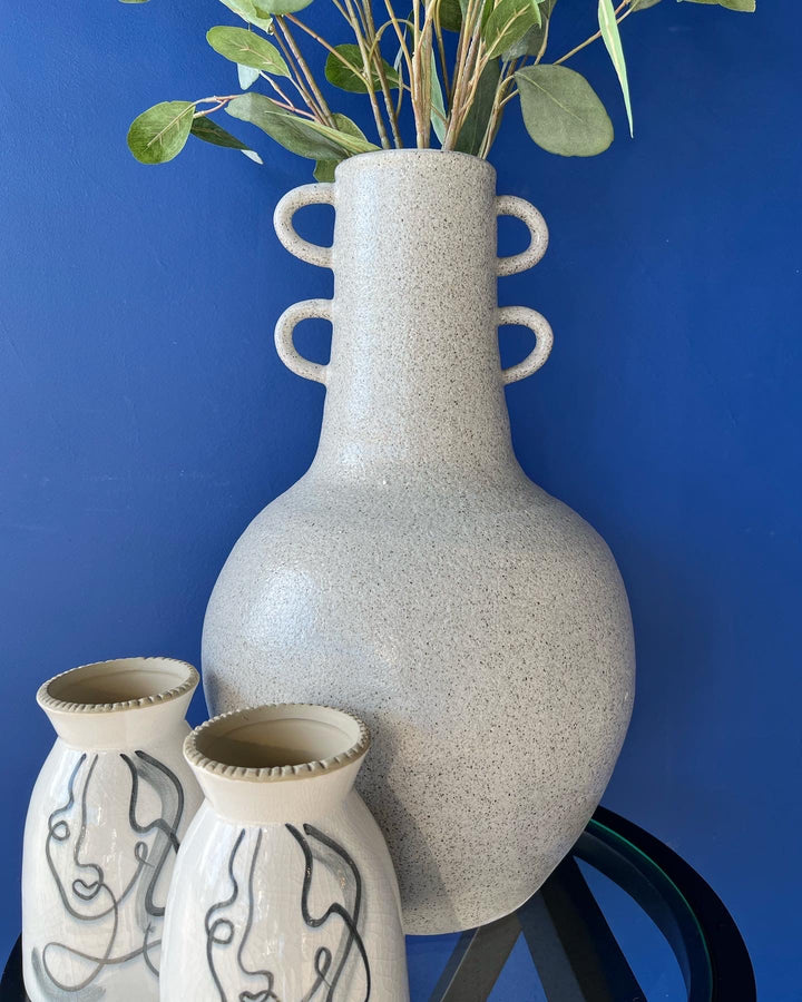 Grey Ceramic Vase with Handles