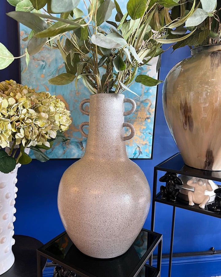 Grey Ceramic Vase with Handles