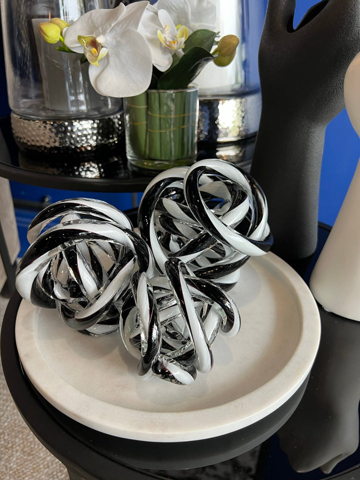 Large Black and White Glass Knot