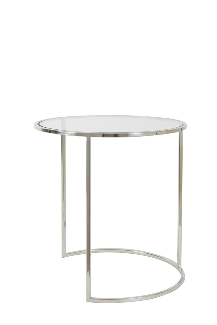 Set of 2 Round Chrome Side Tables