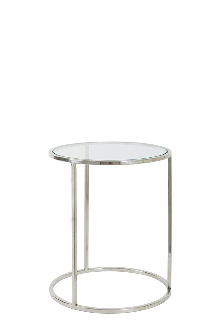 Set of 2 Round Chrome Side Tables