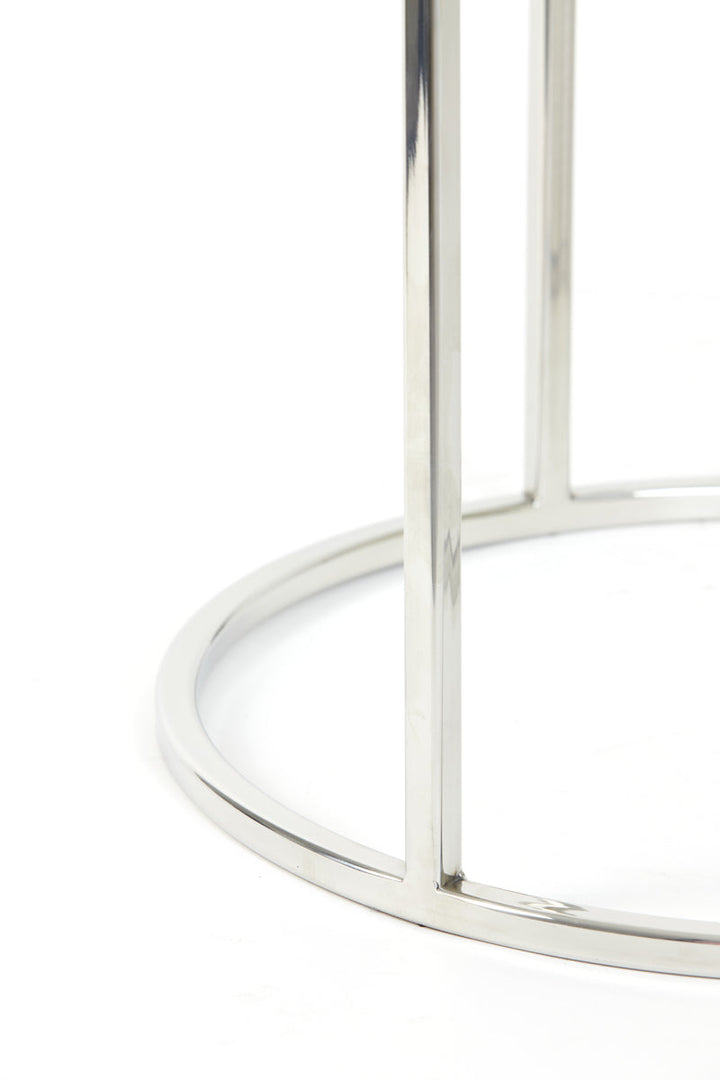 Set of 2 Round Chrome Side Tables