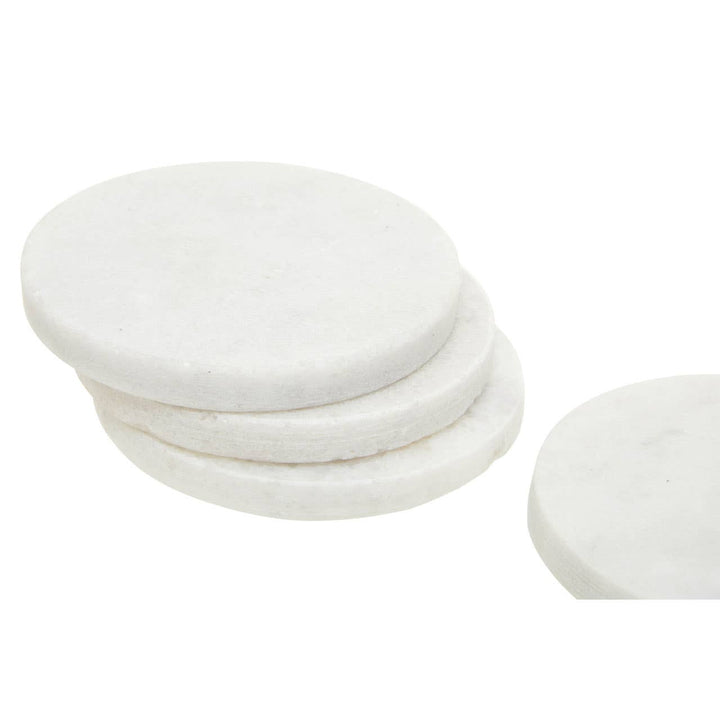 Set of Four Round White Marble Coasters