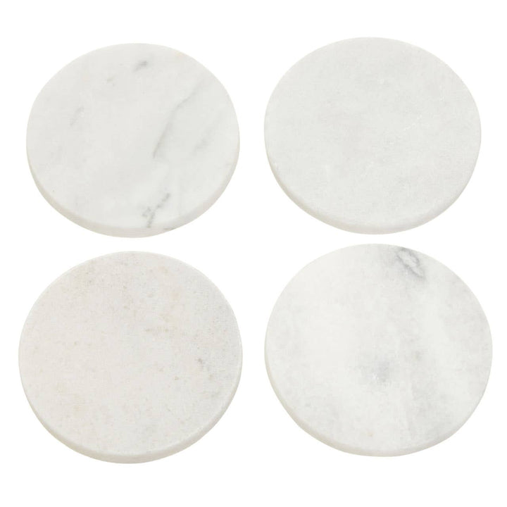 Set of Four Round White Marble Coasters