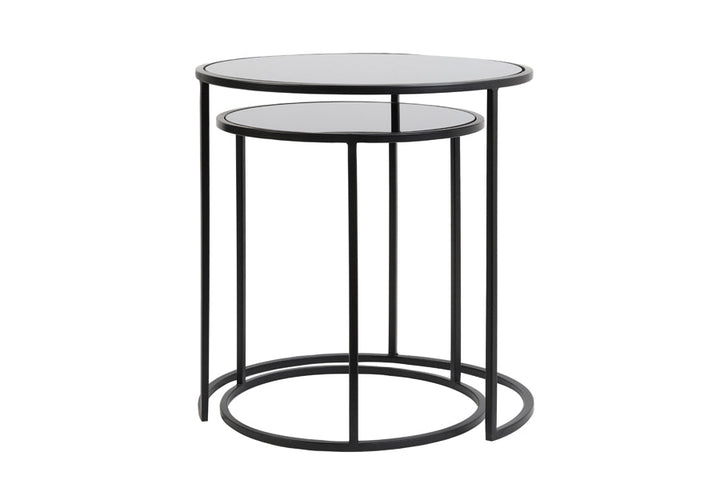 Set of Two Matt Black Side Tables