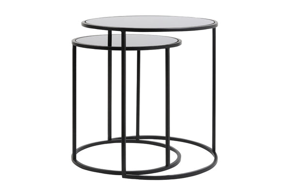 Set of Two Matt Black Side Tables