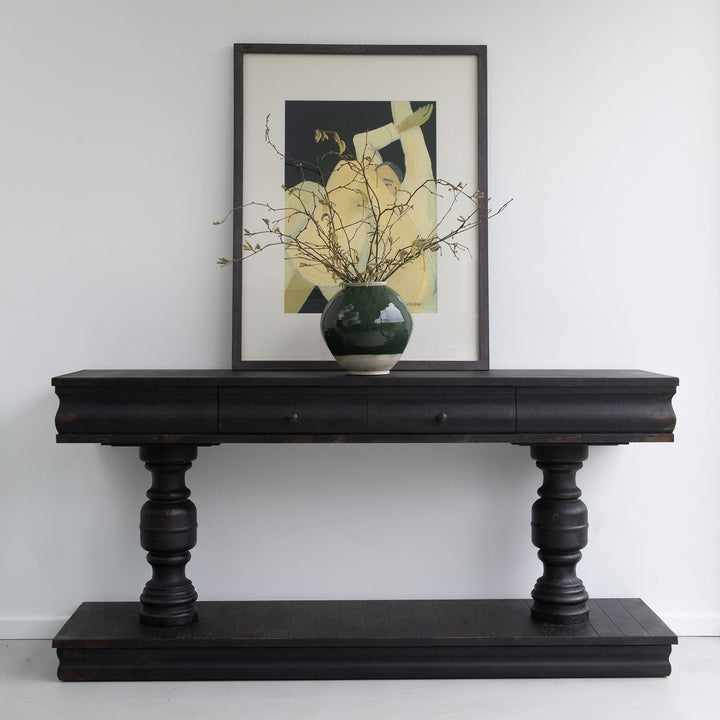 Small Distressed Black Henley Console