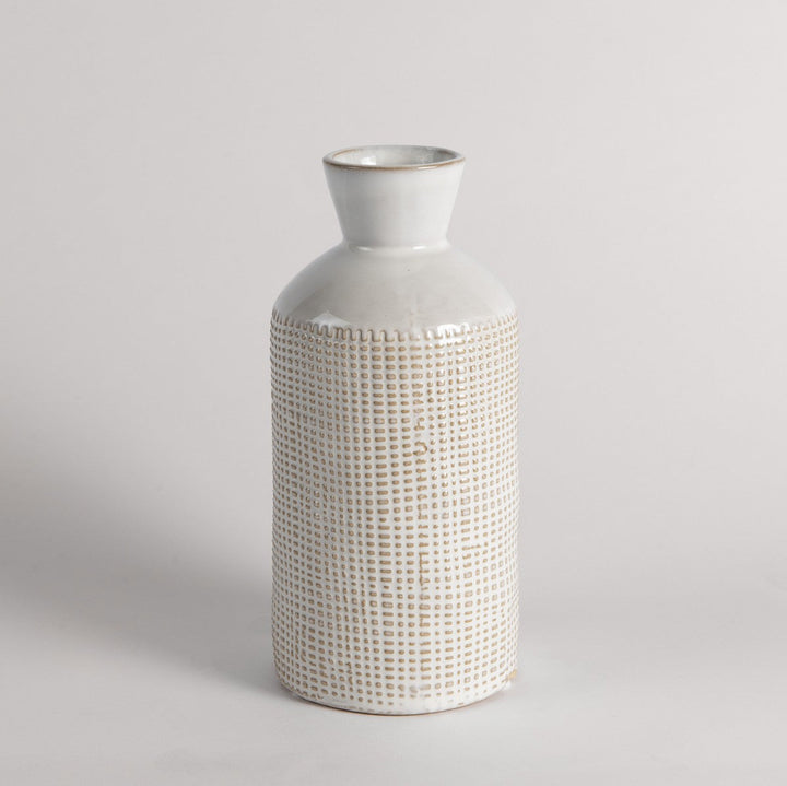 Stone Vase with White Finish