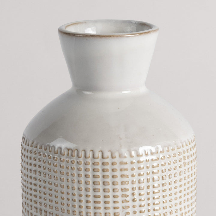 Stone Vase with White Finish