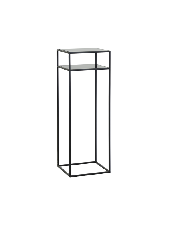 Tall Matt Black and Glass Plant Stand