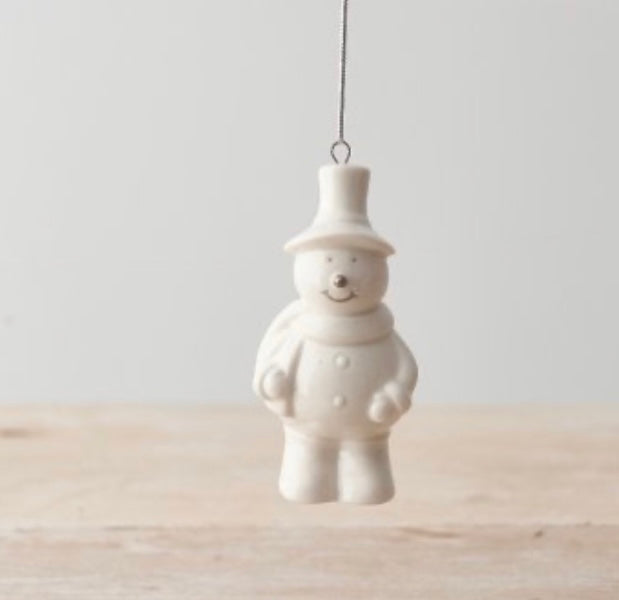 White Ceramic Snowman Bauble