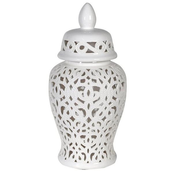 White Pierced Ginger Jar Large