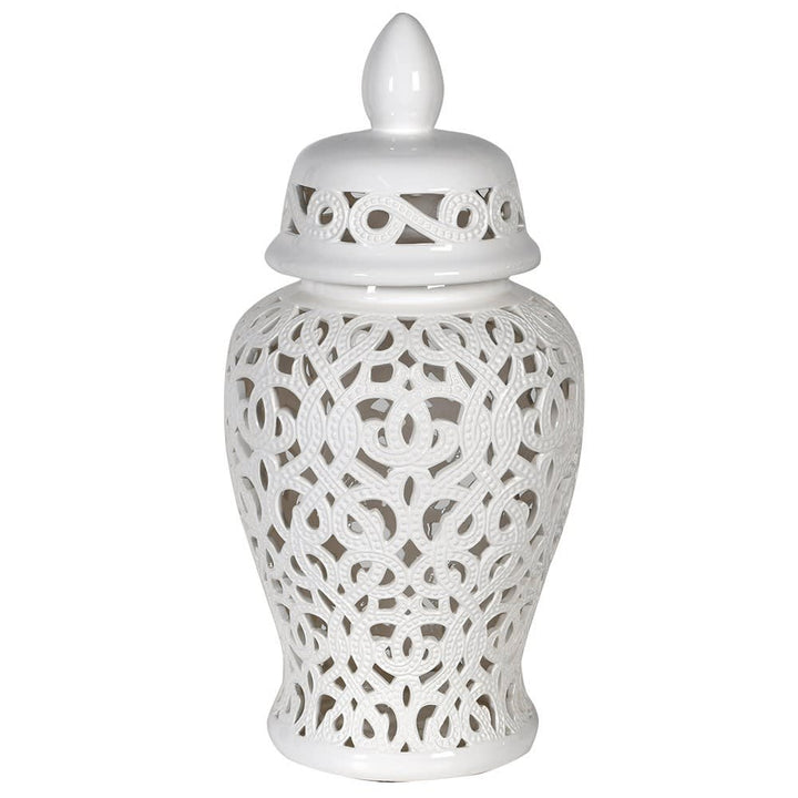 White Pierced Ginger Jar Large