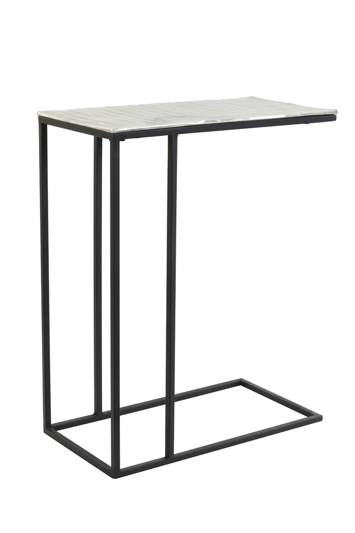 Black Framed Sofa Table with Chrome Top