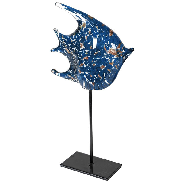 Blue Glass Fish on Stand