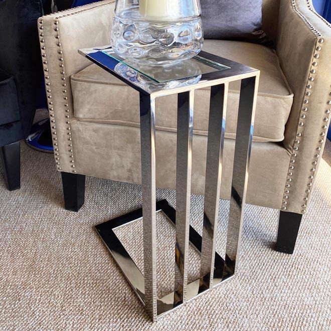 Chrome glass shop sofa table