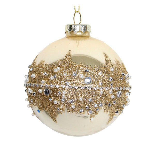 Gold Bauble with Diamante and Pearl Band