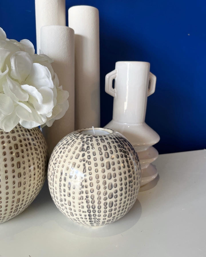 Grey Dotty Candleholder