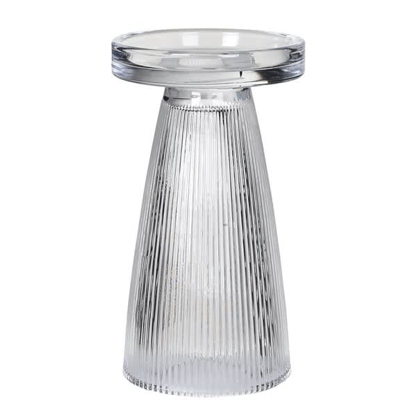 Large Glass Ribbed Candle Holder