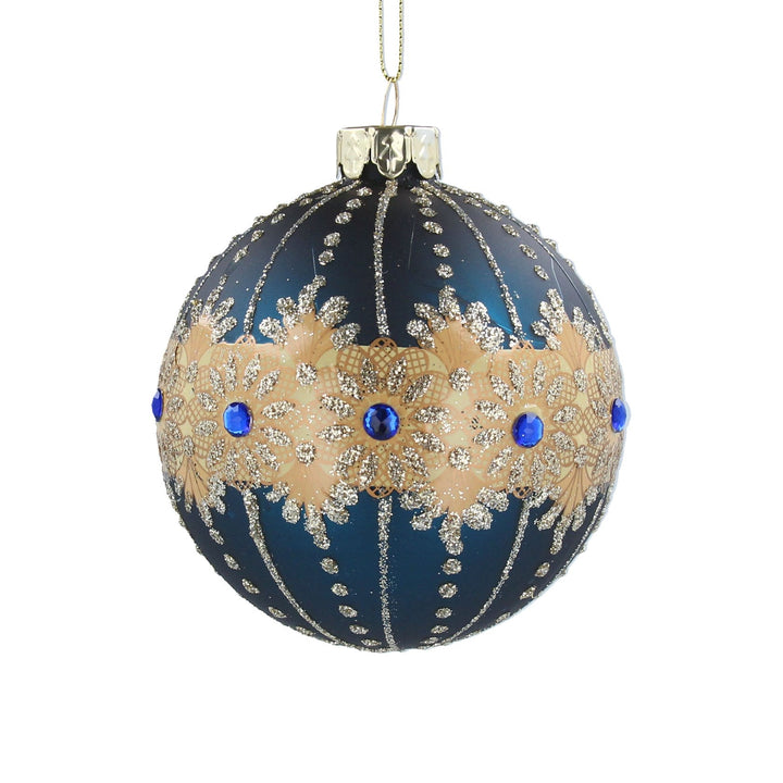 Matt Teal Bauble with Jewelled Band