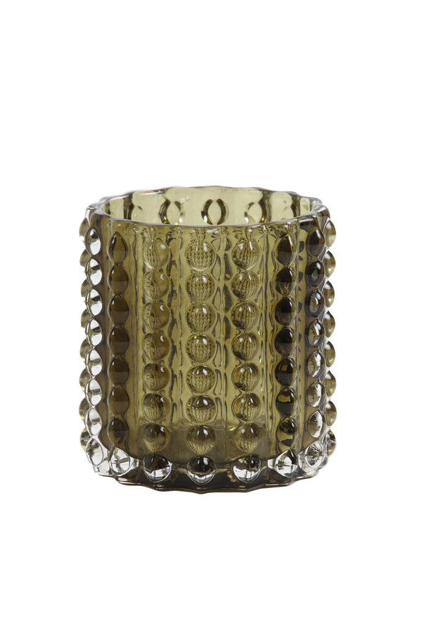 Olive Green Dot Candle Holder