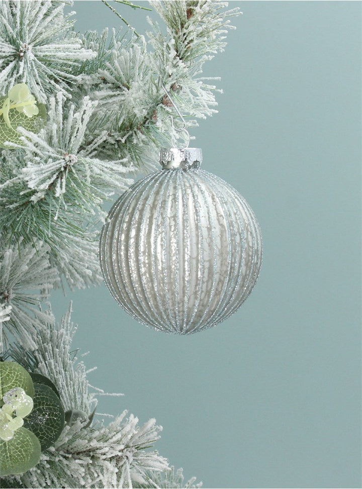 Pale Green Ribbed Bauble