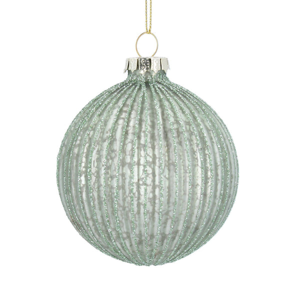 Pale Green Ribbed Bauble