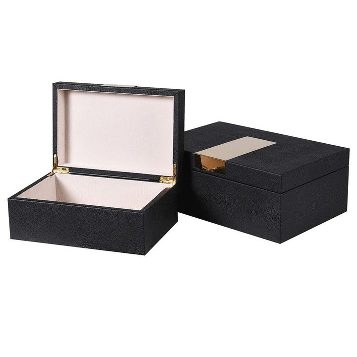 Set of Two Black & Gold Boxes