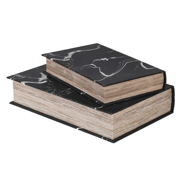 Set of Two Marble Effect Book Boxes