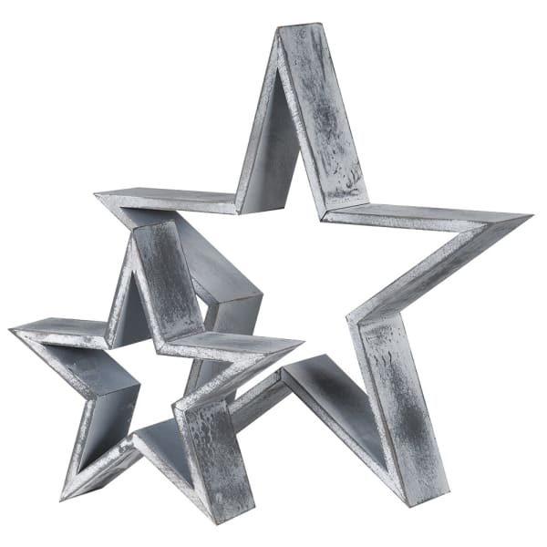 Set of Two Wooden Stars