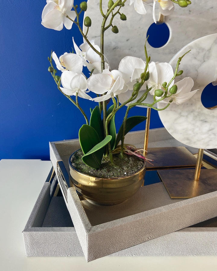 Shagreen Tray with Gold Trim Large