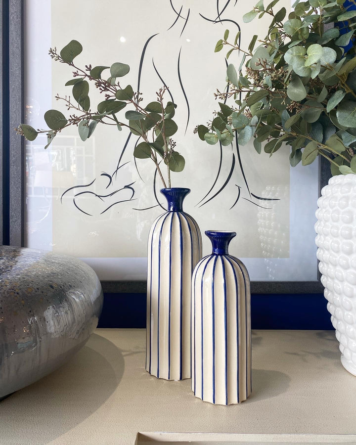 Small Blue Striped Vase