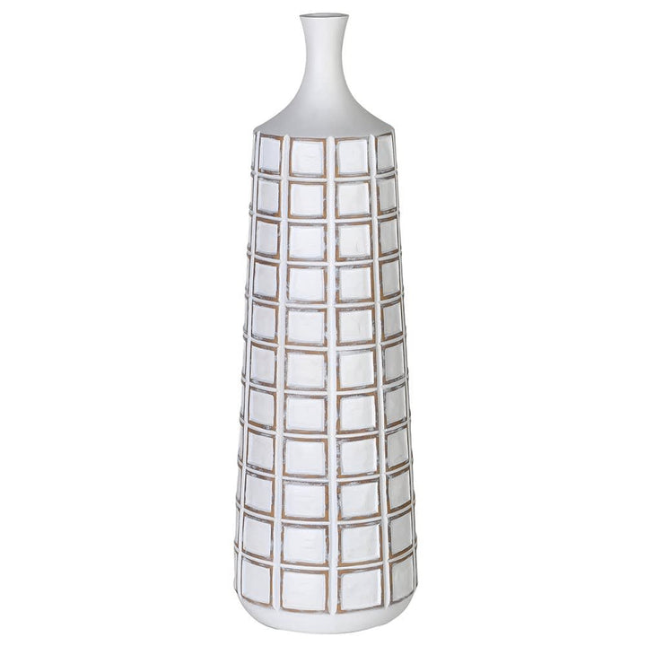 Tall White Washed Squares Vase