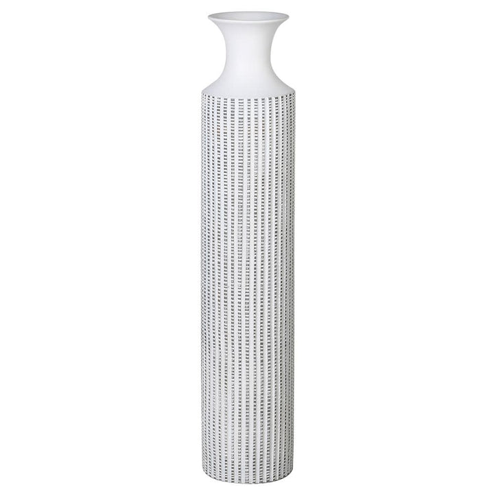 Tall White Washed Stripes Vase