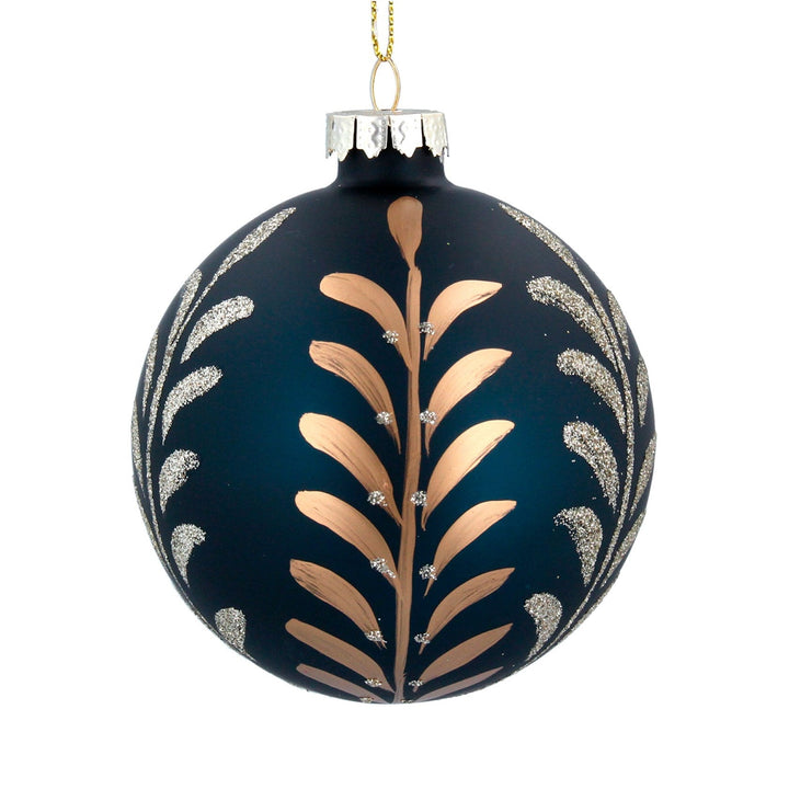 Teal Bauble with Gold and Silver Leaves