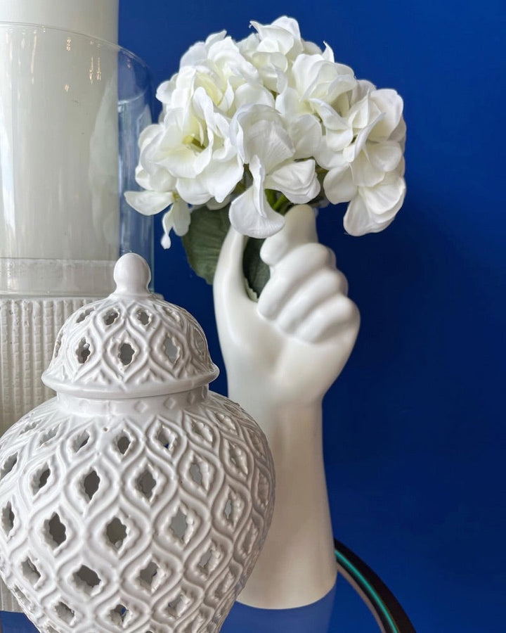 White Ceramic Hand Vase