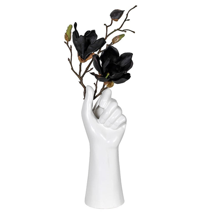 White Ceramic Hand Vase