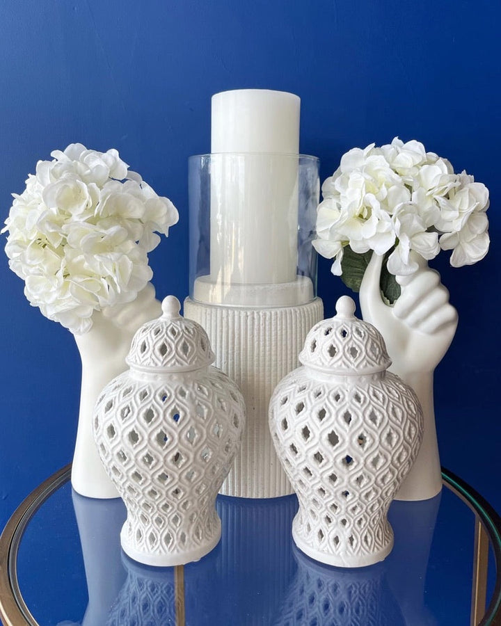 White Ceramic Hand Vase