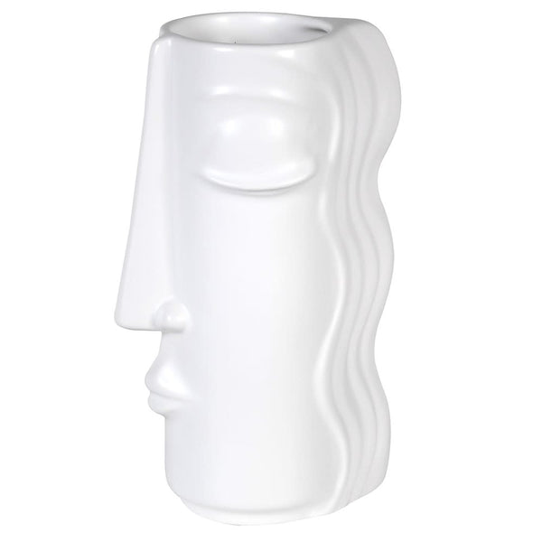 White Face Vase with Hair