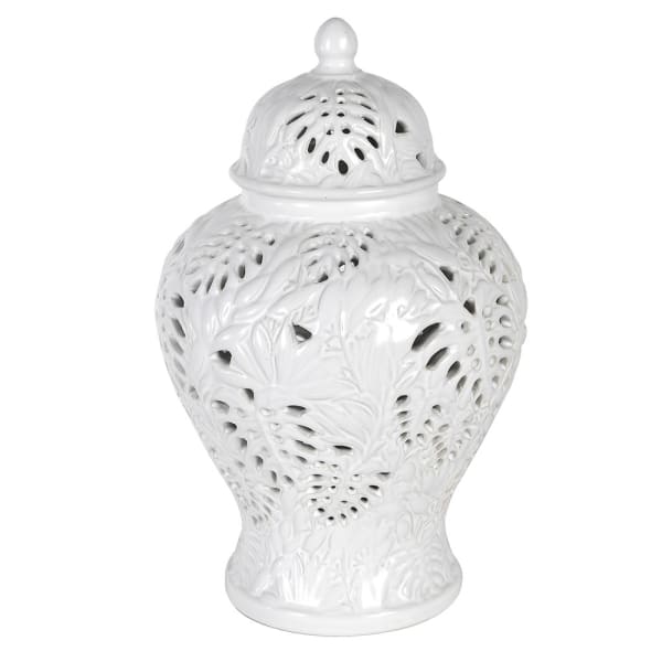 White Filigree Ginger Jar