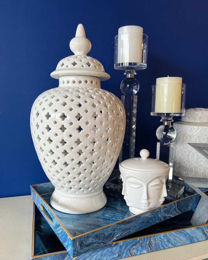 White Pierced Ginger Jar