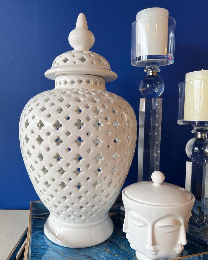 White Pierced Ginger Jar