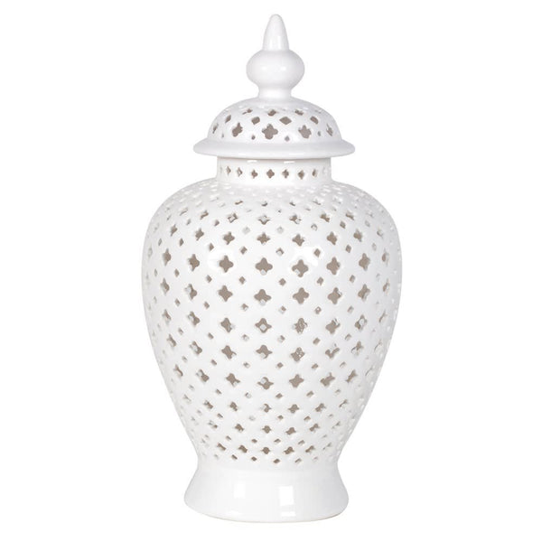 White Pierced Ginger Jar