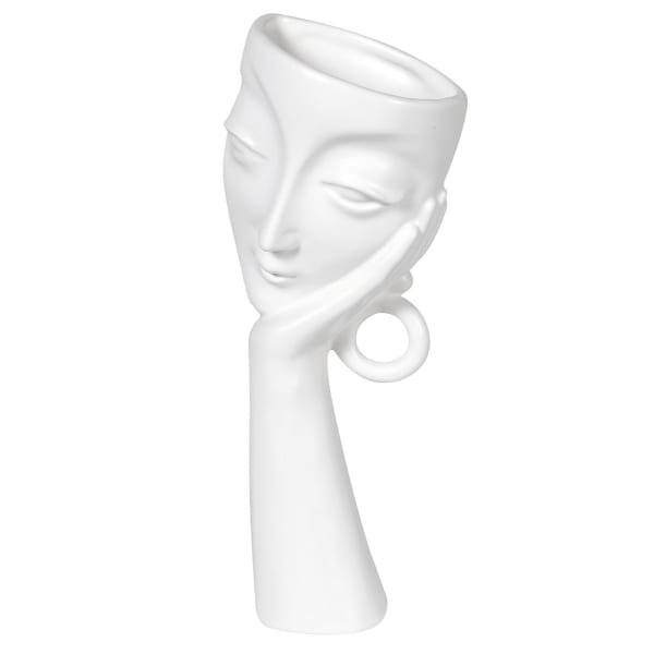 White Tilted Face Vase