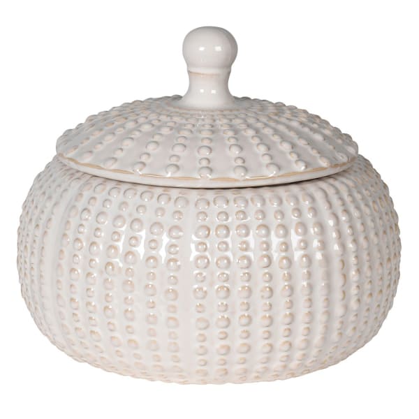 White Urchin Jar with Lid